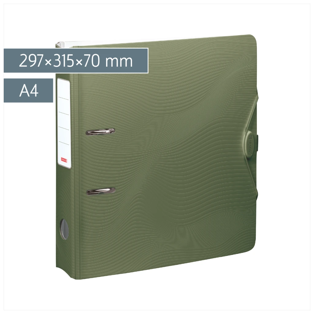Ordner „WAVE“ Colour Code | A4, 70 mm, Hebelmechanik mit gummiertem Griff, olive