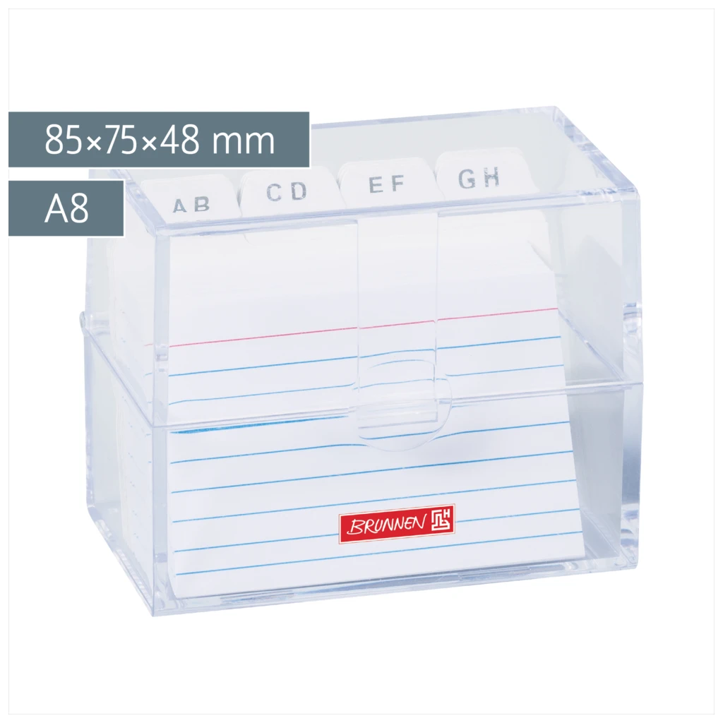 Karteikasten gefüllt | 85×75×48 mm, A8, transparent