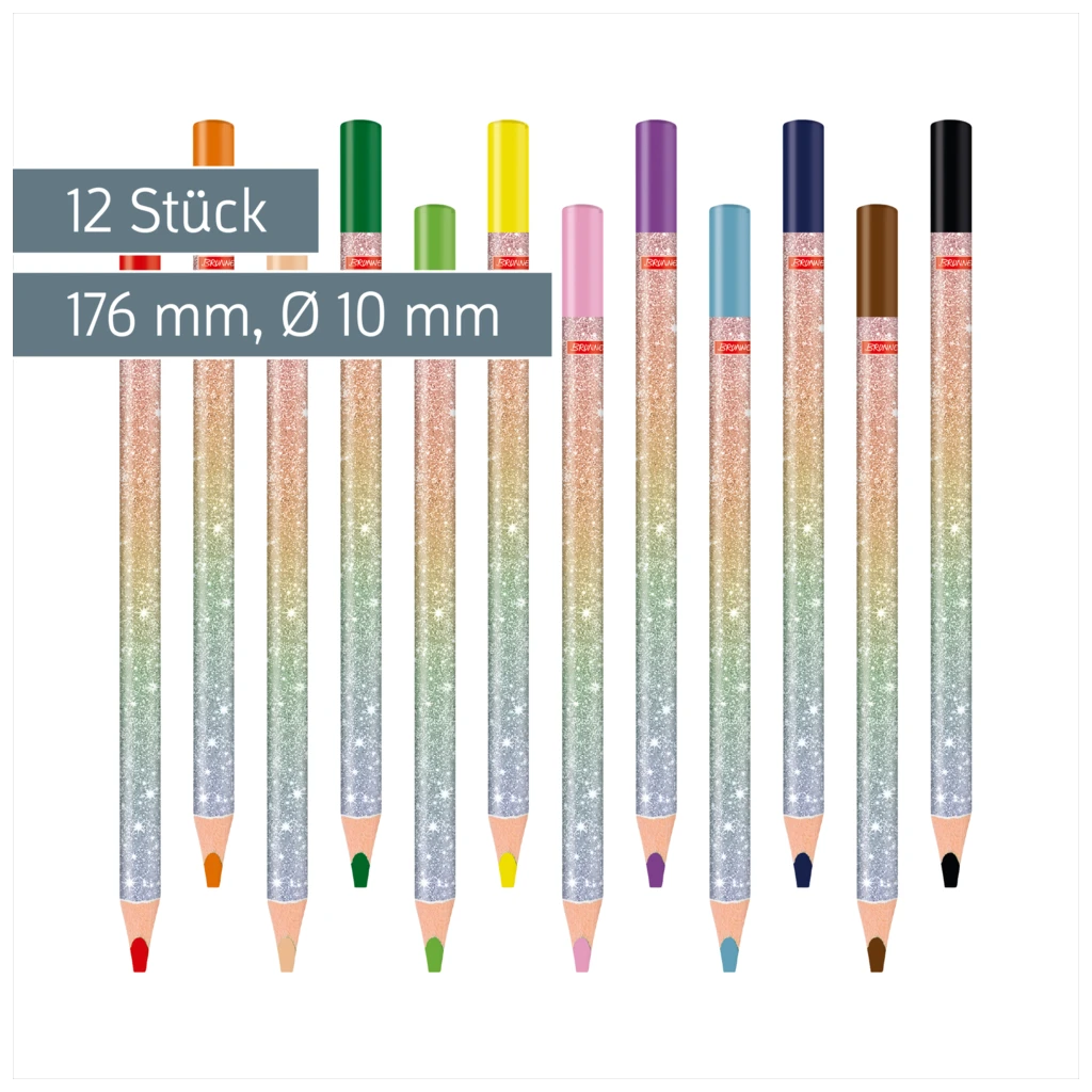Dicke Buntstifte-Set Magic Rainbow | Dreikantform, rosarot/hellblau, 12 Stück