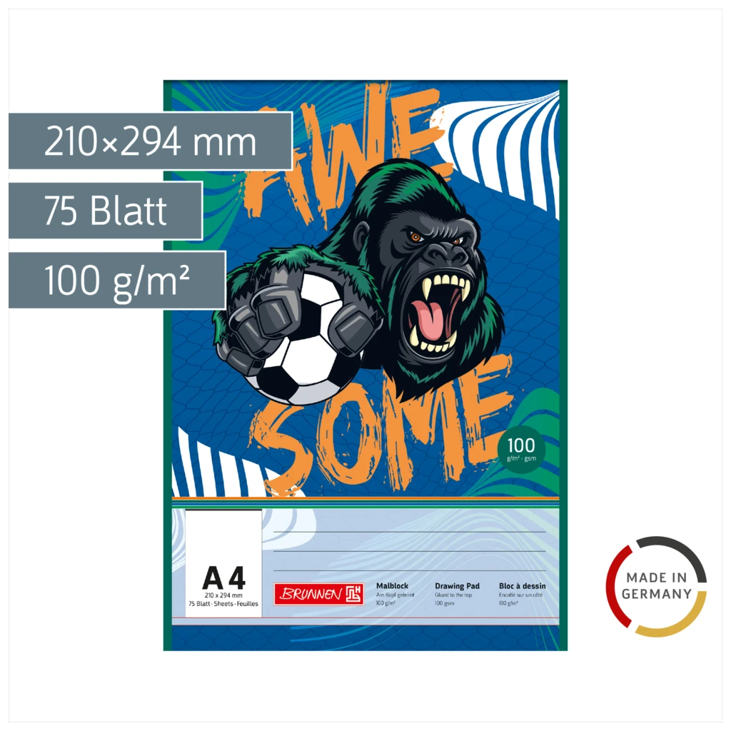 Malblock Sporty Animals | A4, 75 Blatt, blau/mehrfarbig