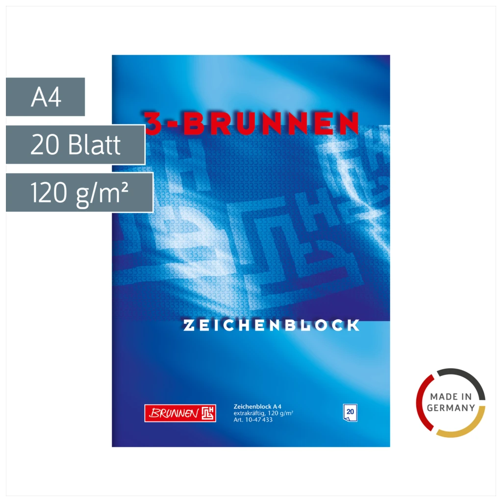 Zeichenblock „3-BRUNNEN-Block“ | A4, 20 Blatt