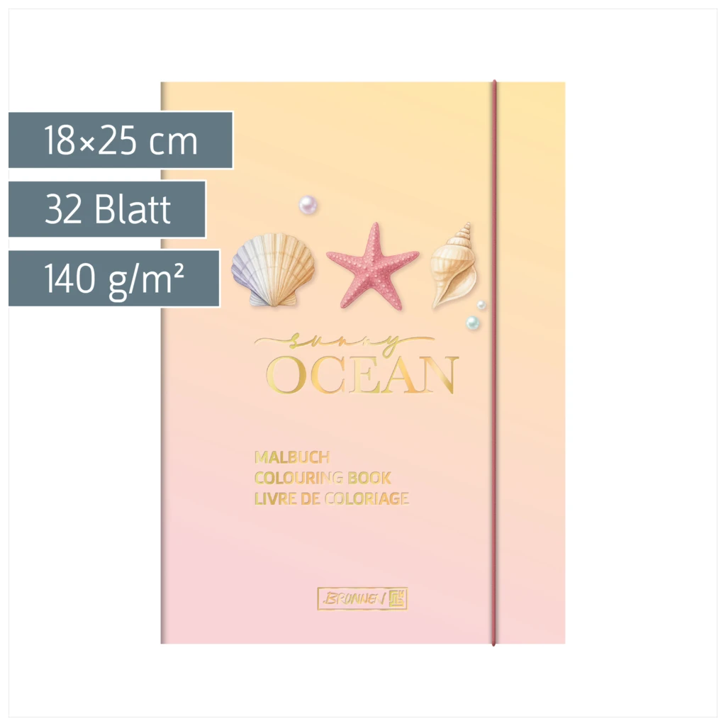 Ausmalheft Sunny Ocean | 32 Blatt, mehrfarbig, pastell