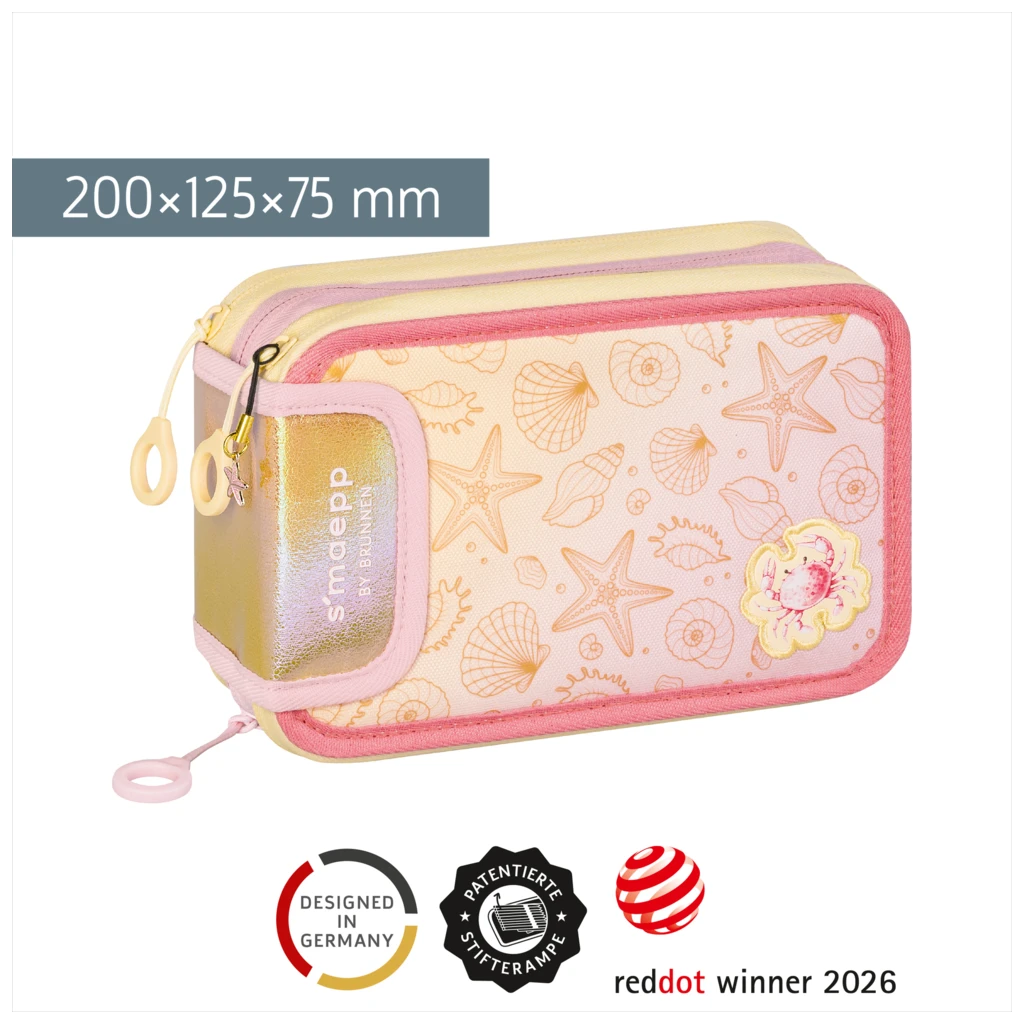 Federmäppchen s'maepp Sunny Ocean | 3 Reißverschlüsse, gold irisierend/mehrfarbig, pastell