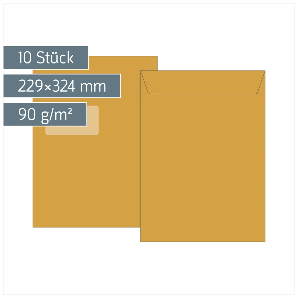 Versandtaschen | 229×324 mm, C4, 90 g/m², braun, 10 Stück