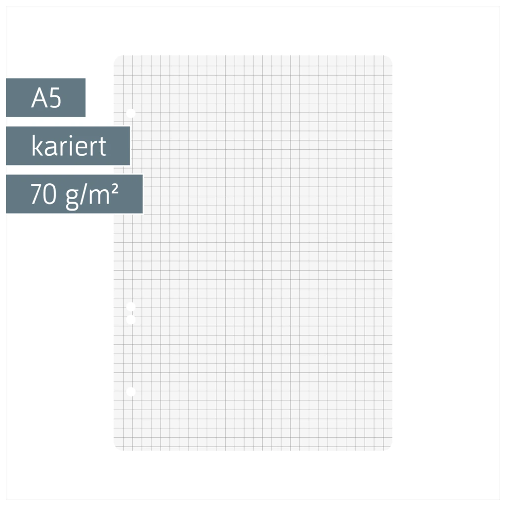 Ringbucheinlagen | A5, 5 mm kariert, weiß, 50 Blatt
