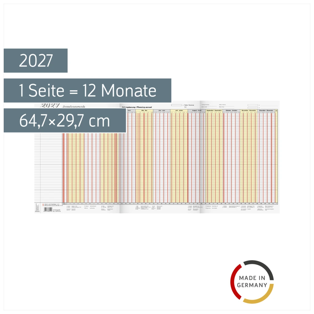 Urlaubsplaner 2027 „Jumbograph“ | 64,7×29,7 cm