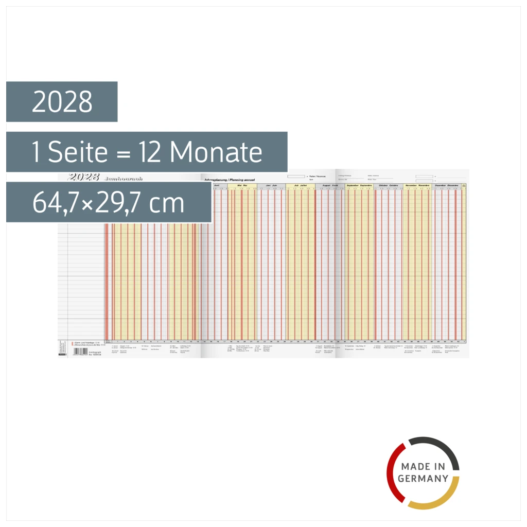 Urlaubsplaner 2028 „Jumbograph“ | 64,7×29,7 cm