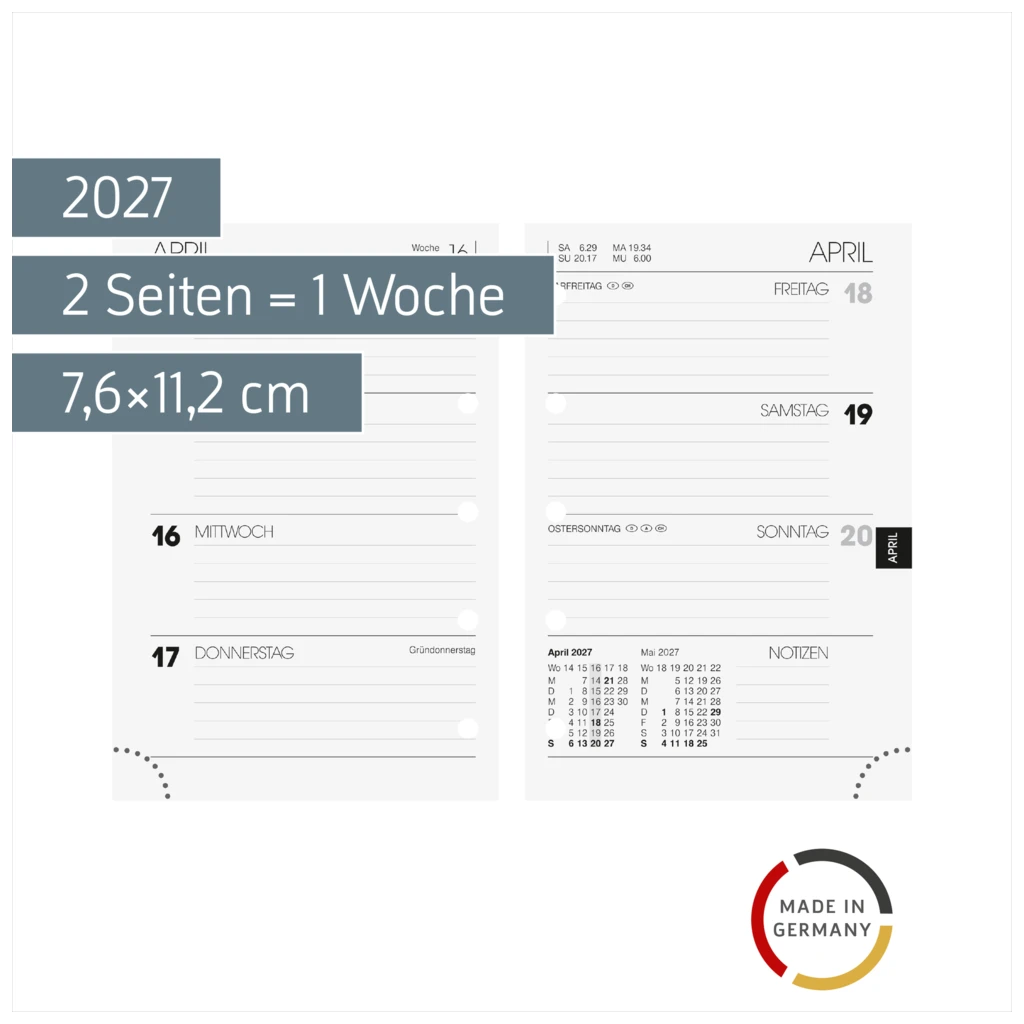 Wochen-Ersatzkalendarium Mod. 723 2027 | 7,6×11,2 cm