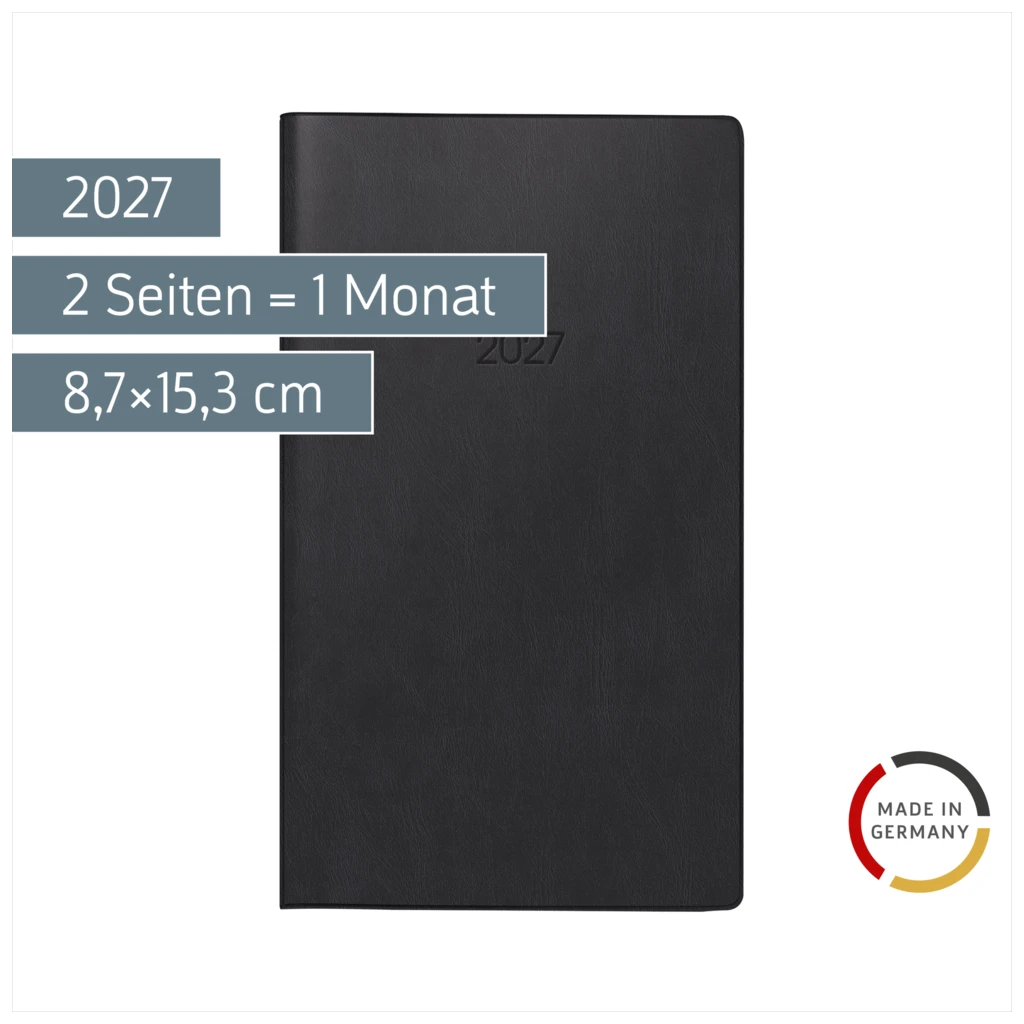 Taschenkalender Mod. 750 2027 | A6, Kunststoff, schwarz