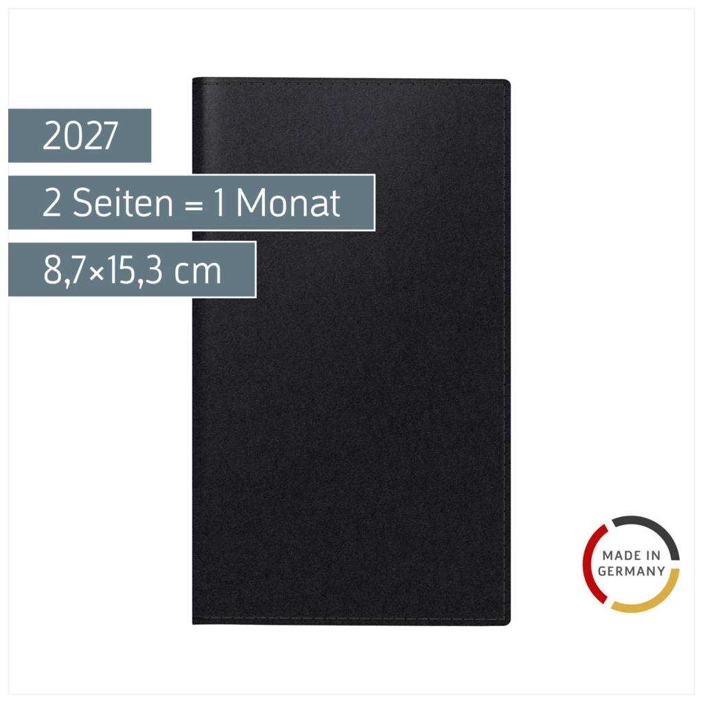 Taschenkalender Mod. 753 2027 | A6, Kunstleder, schwarz
