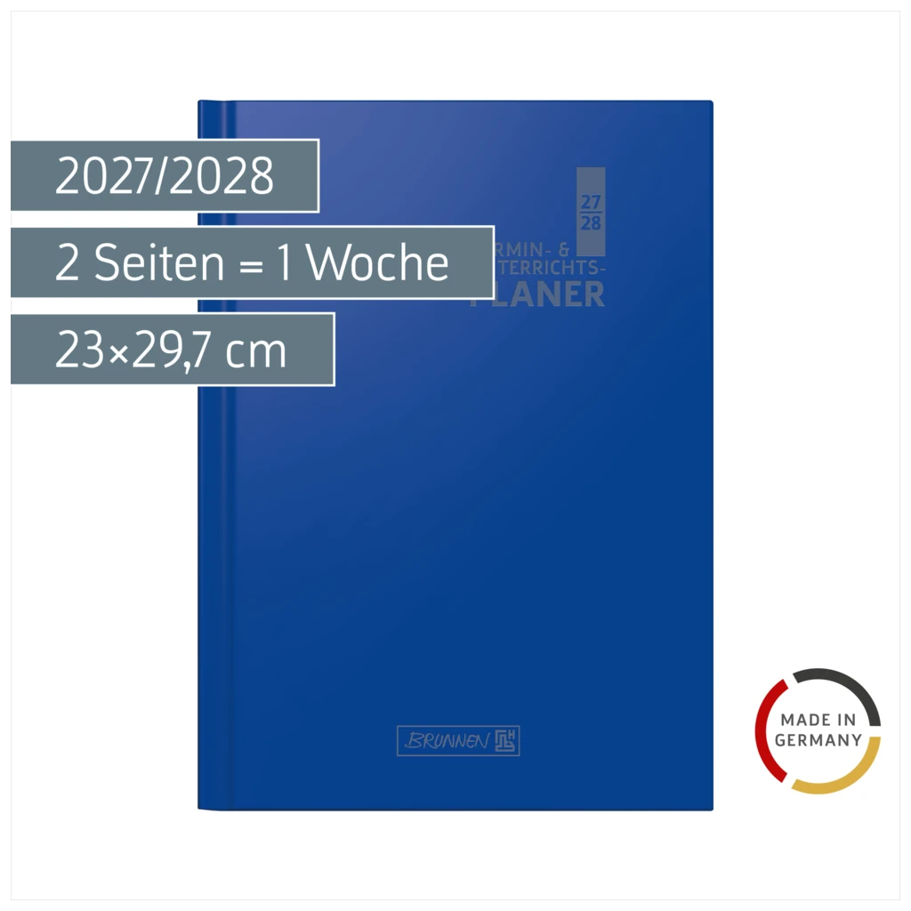 Lehrerkalender 2027/2028 Termin- & Unterrichtsplaner | A4, Kunststoff, blau