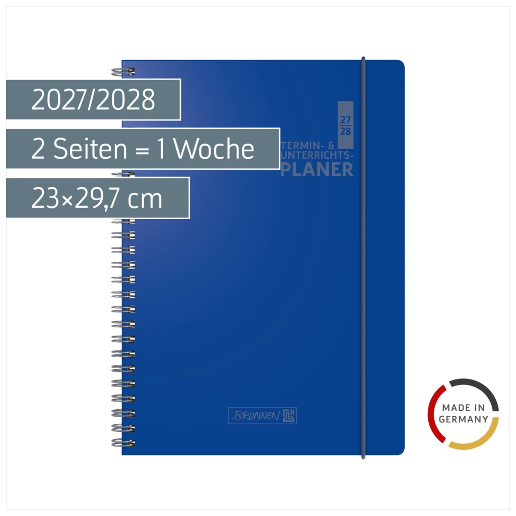 Lehrerkalender 2027/2028 Termin- & Unterrichtsplaner | A4, Kunststoff, blau