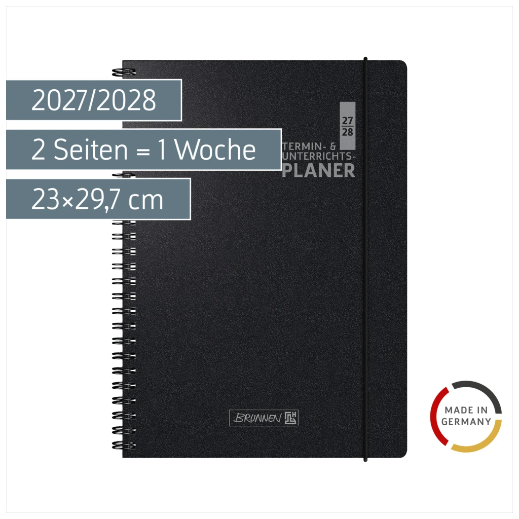 Lehrerkalender 2027/2028 Termin- & Unterrichtsplaner | A4, Kunststoff, schwarz