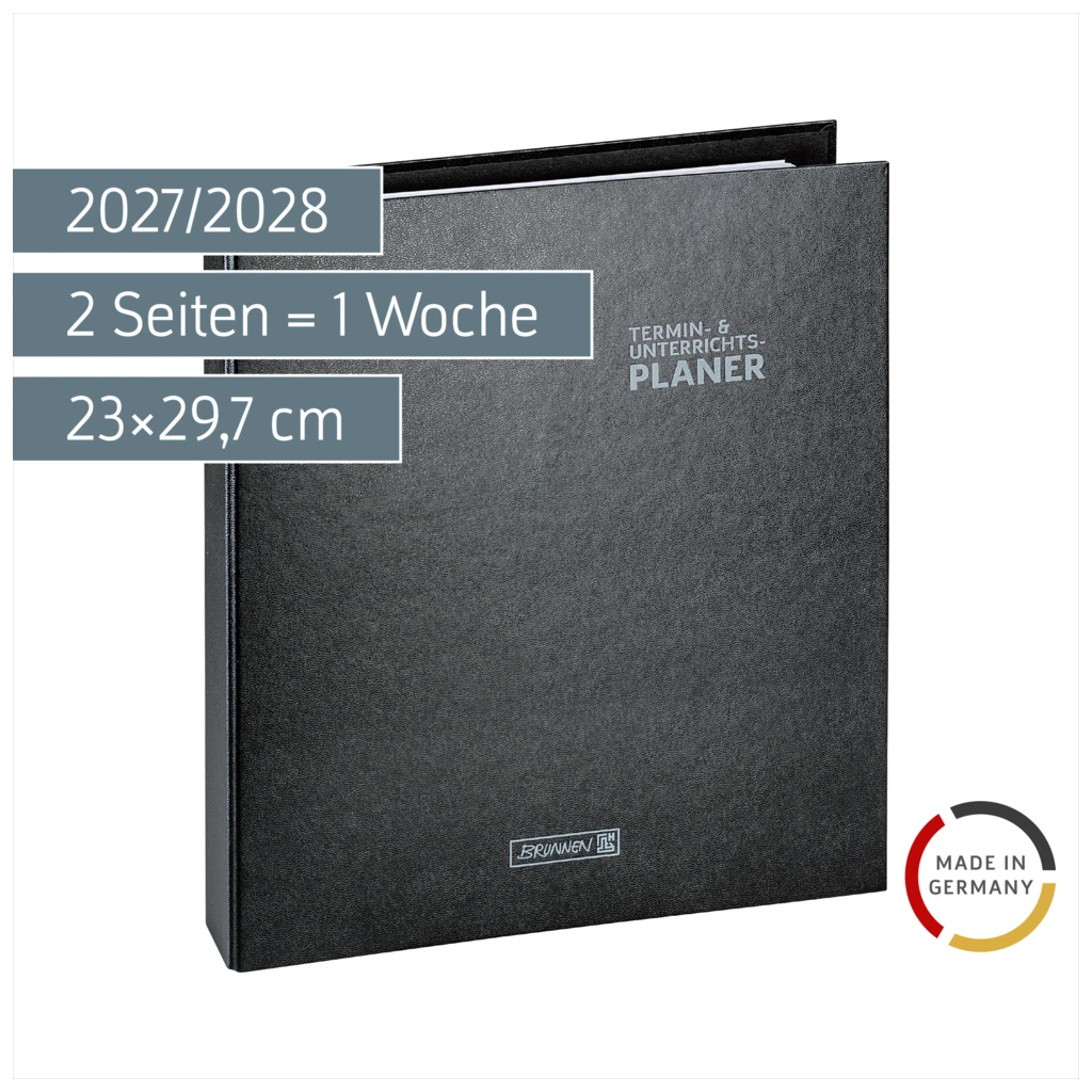 Lehrerkalender 2027/2028 Ringbuch | A4+, Kunststoff, schwarz