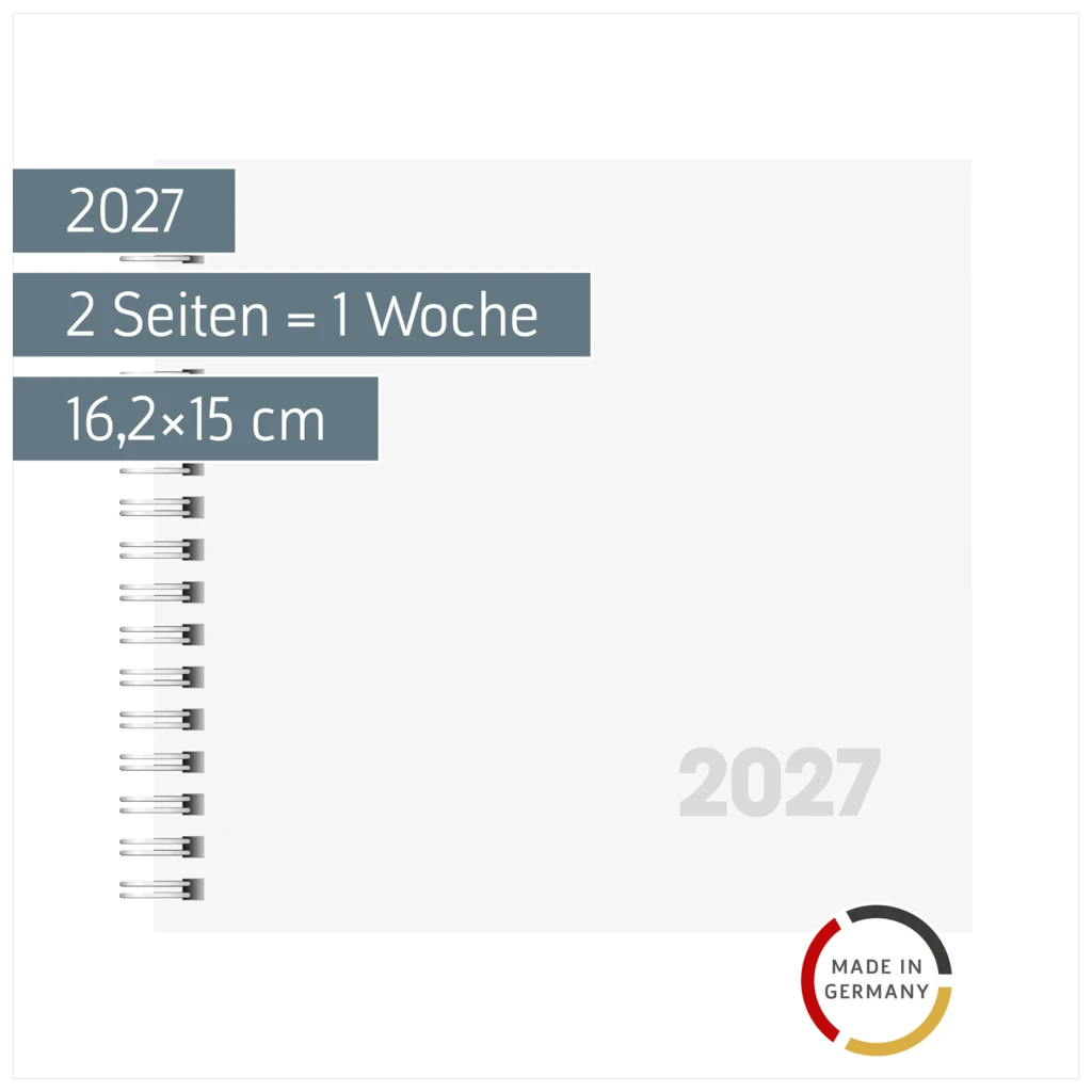 Buchkalender Mod. 762 2027 | 16,2Ă—15 cm, Karton, weiĂź