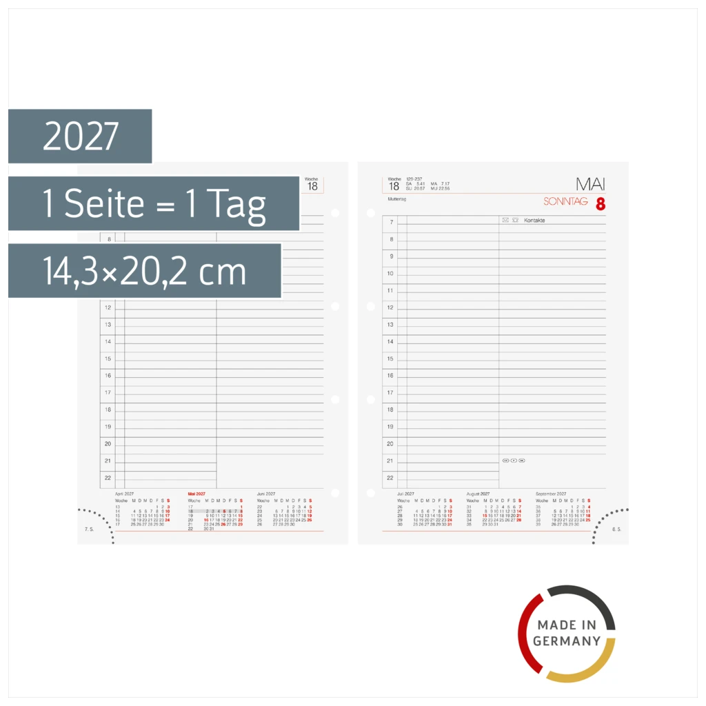 Tages-Ersatzkalendarium Mod. 765 2027 | 14,3×20,2 cm