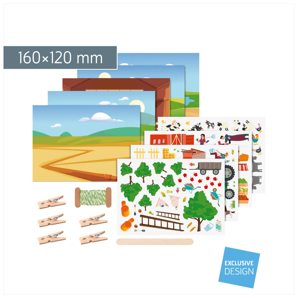 Rubbelsticker Karten-Set „Bauernhof“ | 160×120 mm, bunt