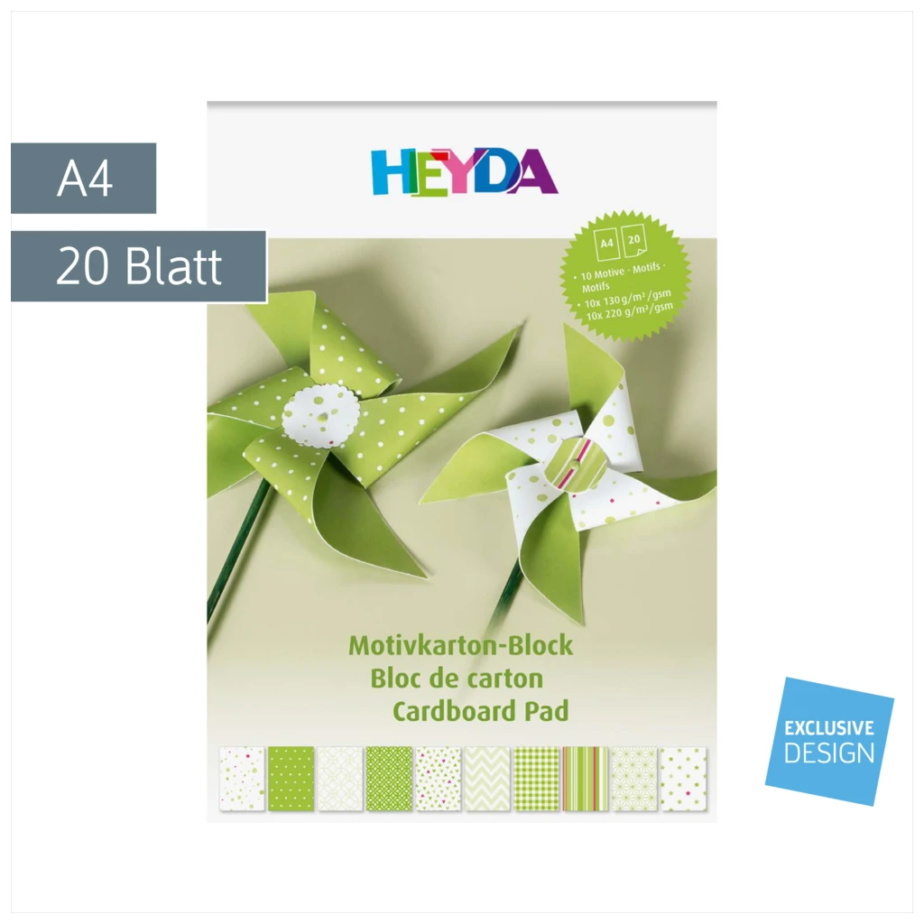Motivkarton-Block | A4, 20 Blatt, grün