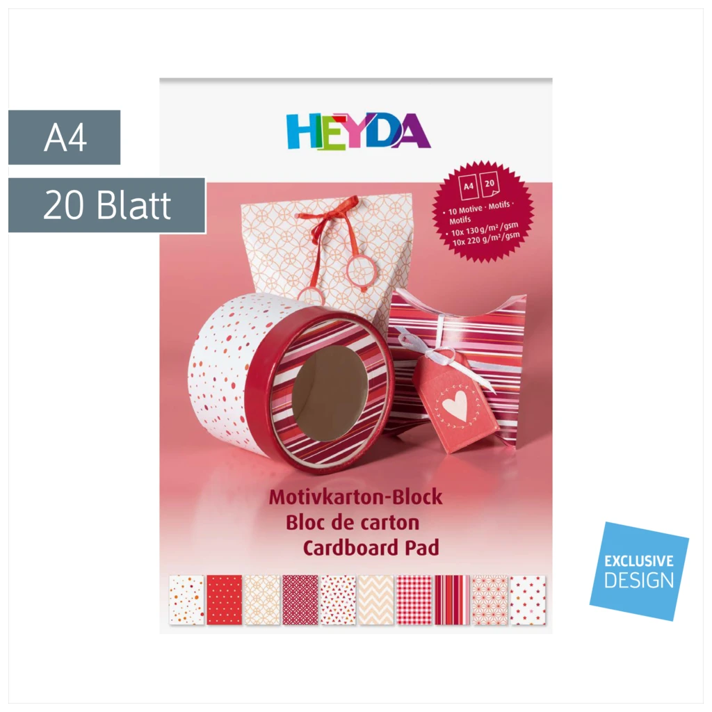 Motivkarton-Block | A4, 20 Blatt, rot
