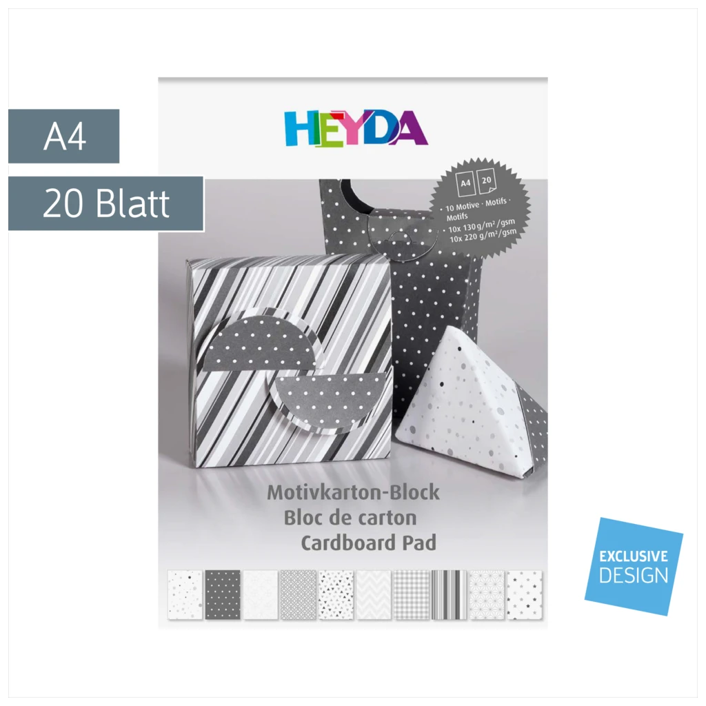 Motivkarton-Block | A4, 20 Blatt, anthrazit