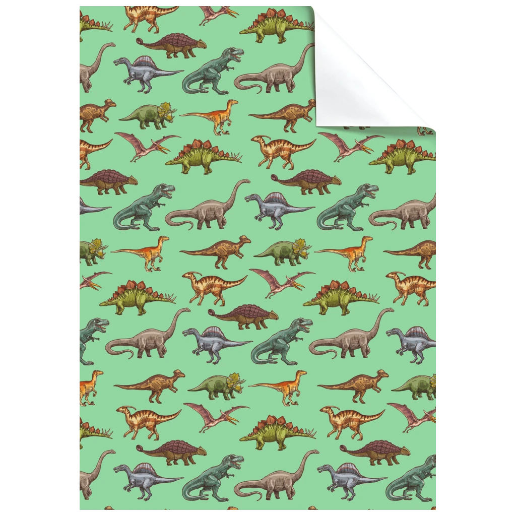 Geschenkpapier-Bogen „Saurus“ | 100×70 cm, 80 g/m², mintgrün