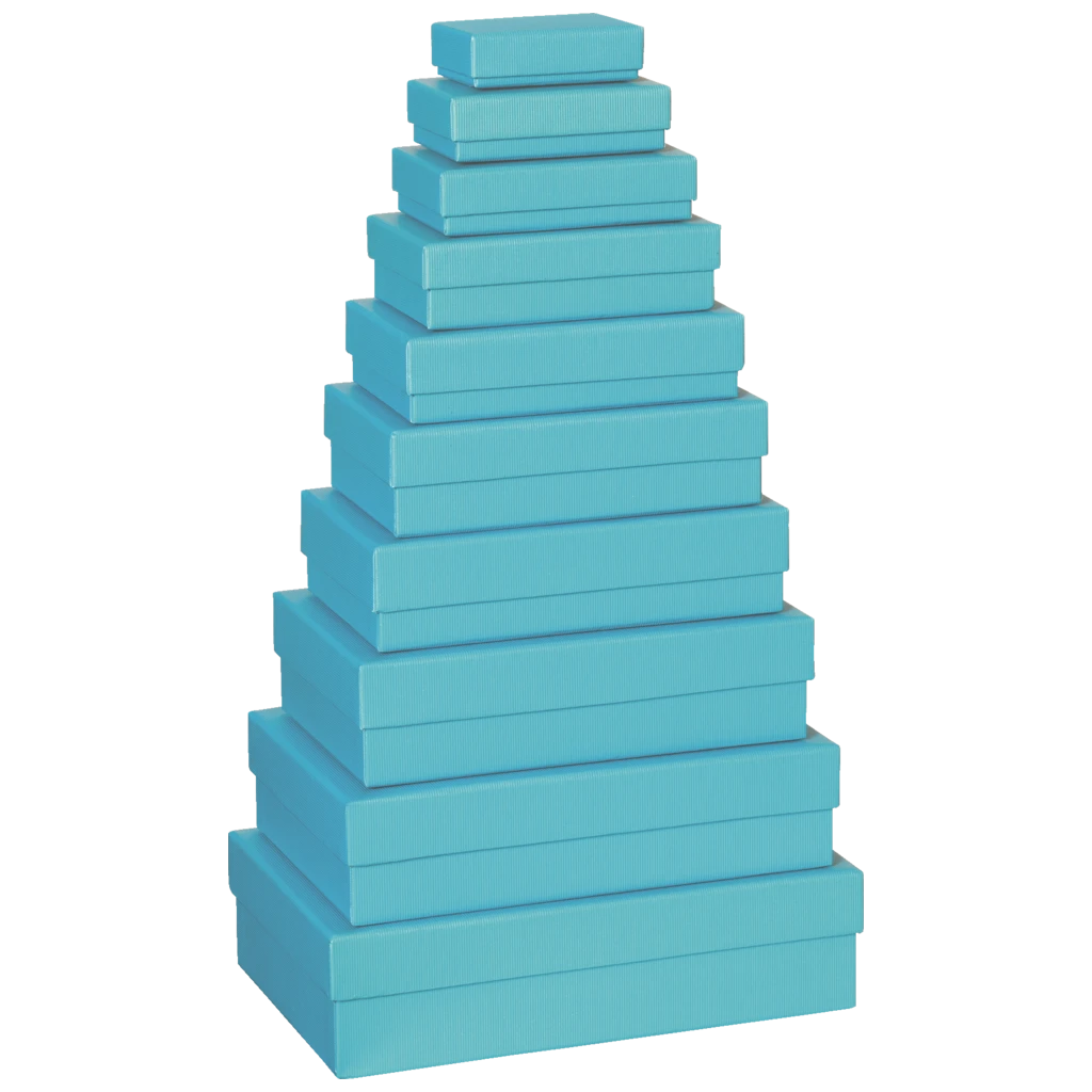 Geschenkboxen-Set One Colour | türkis, 10 Größen