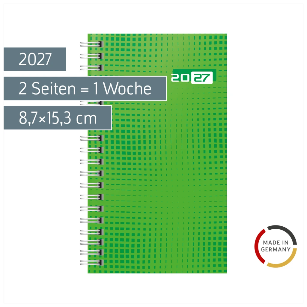 Taschenkalender Colour Line Mod. Taschenplaner int. 2027 | A6, Papier, grĂĽn
