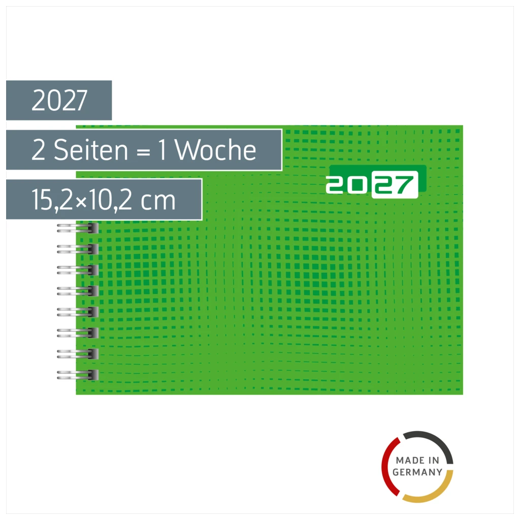 Taschenkalender Colour Line Mod. Septimus 2027 | A6 quer, Papier, grĂĽn