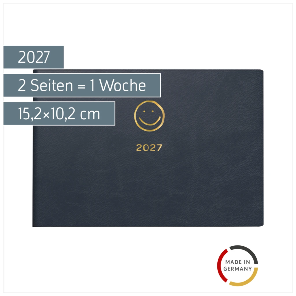 Taschenkalender Design Line Mod. Septimus 2027 âSmileâ | A6 quer, Kunstleder