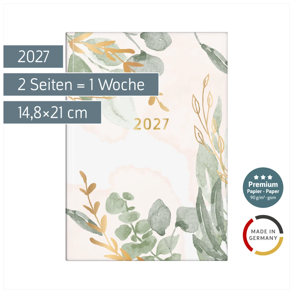 Buchkalender Premium Young Line 2027 „Bloom“ | A5, Papier